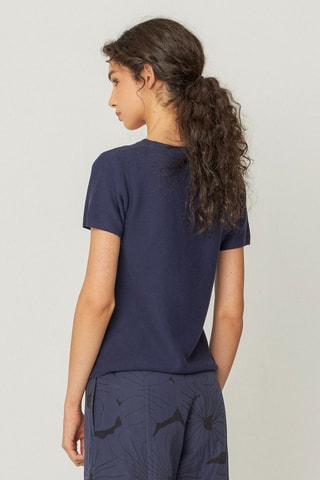 T-shirt em algodão biológico Bidari - Azul-marinho