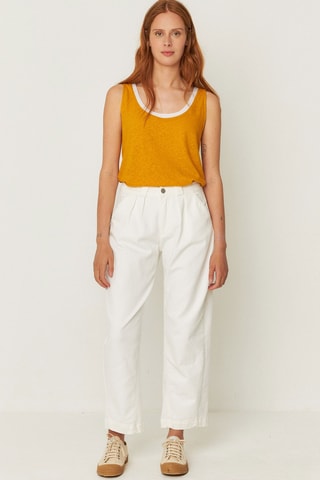 T-shirt em algodão biológico e linho Katia - Laranja