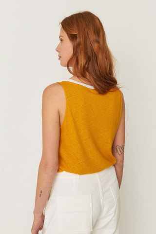 T-shirt em algodão biológico e linho Katia - Laranja