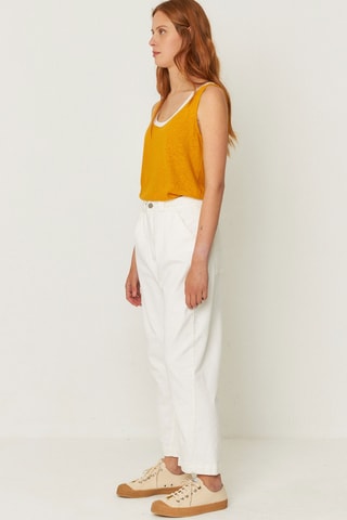 T-shirt em algodão biológico e linho Katia - Laranja