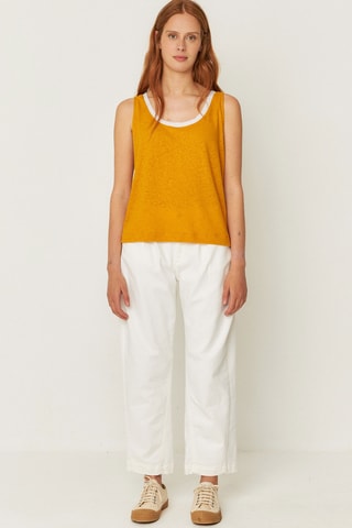 T-shirt em algodão biológico e linho Katia - Laranja