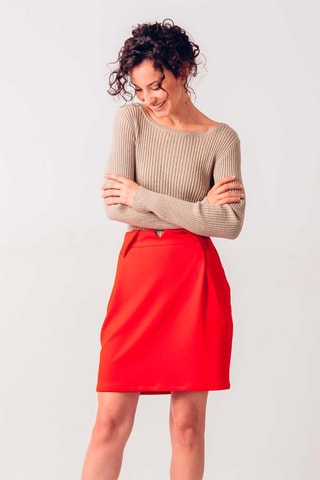 Saia direita de cintura subida Artza - Vermelho - Vermelho