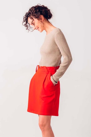 Saia direita de cintura subida Artza - Vermelho - Vermelho