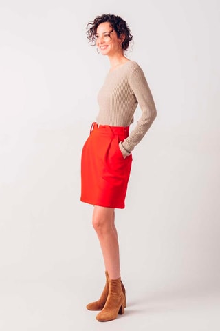 Saia direita de cintura subida Artza - Vermelho - Vermelho