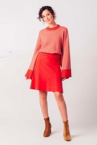 Saia estilo patinadora em algodão biológico Tirtsa - Vermelho - Vermelho