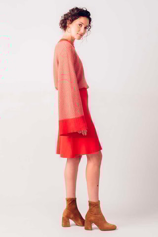 Saia estilo patinadora em algodão biológico Tirtsa - Vermelho - Vermelho