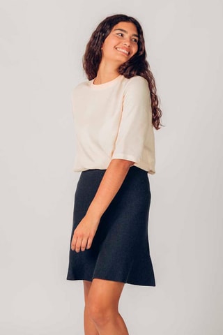 Saia trapézio em algodão biológico Arane - Azul-marinho - Azul