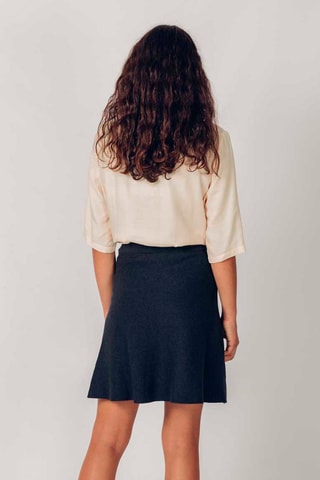 Saia trapézio em algodão biológico Arane - Azul-marinho - Azul