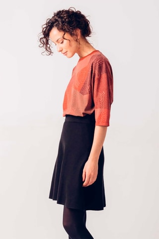 Saia estilo patinadora em algodão biológico Tirtsa - Azul-marinho - Preto