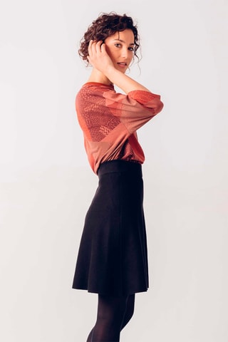 Saia estilo patinadora em algodão biológico Tirtsa - Azul-marinho - Preto