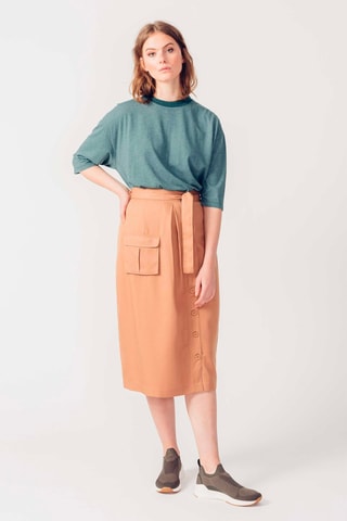 Saia midi Aldude - Bege - Caqui