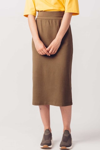 Saia justa de cintura subida em algodão biológico Anue - Verde-azeitona - Verde