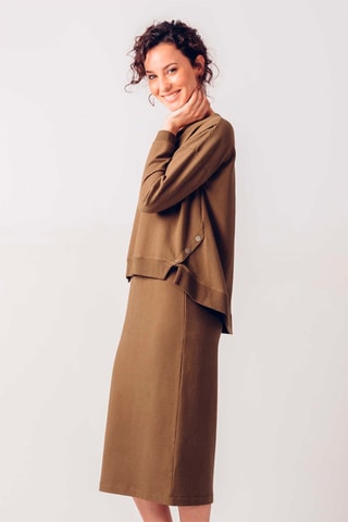 Saia justa de cintura subida em algodão biológico Anue - Verde-azeitona - Verde