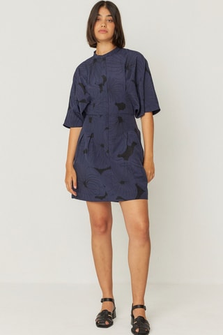 Vestido estilo patinadora em algodão biológico Hebe - Azul