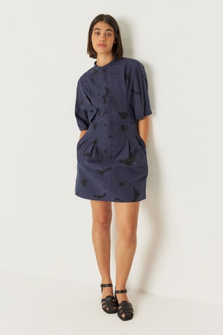 Vestido estilo patinadora em algodão biológico Hebe - Azul