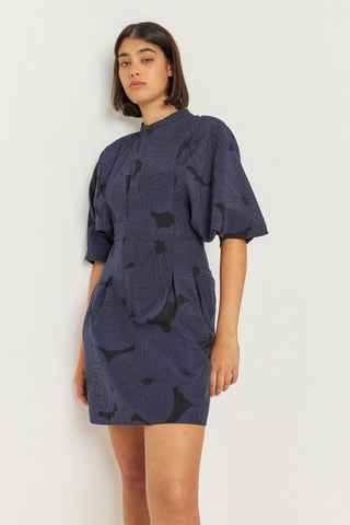 Vestido estilo patinadora em algodão biológico Hebe - Azul