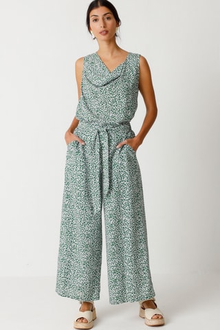 Calças palazzo cintura alta Dona - Branco e preto