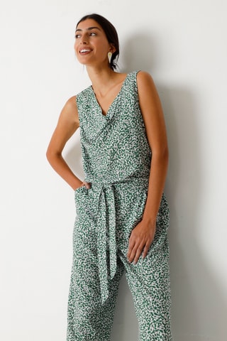 Calças palazzo cintura alta Dona - Branco e preto