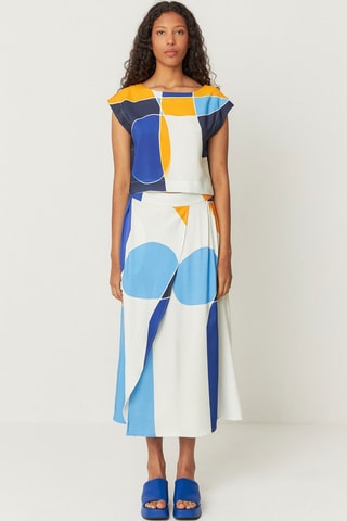 Saia midi cintura alta Areli - Multicor