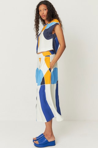 Saia midi cintura alta Areli - Multicor