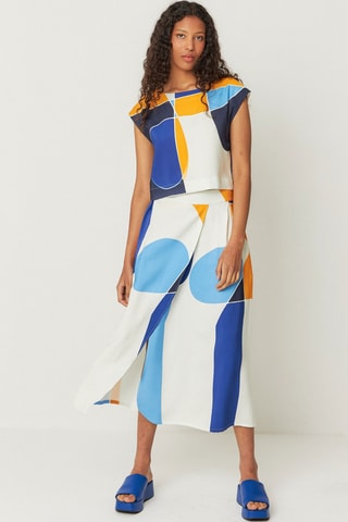 Saia midi cintura alta Areli - Multicor