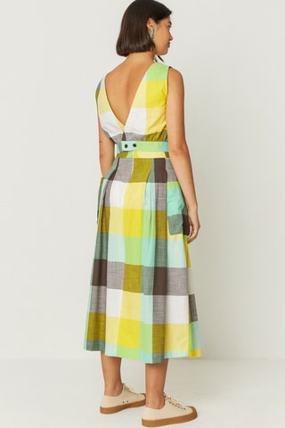 Saia midi cintura alta em algodão biológico Irama - Multicor