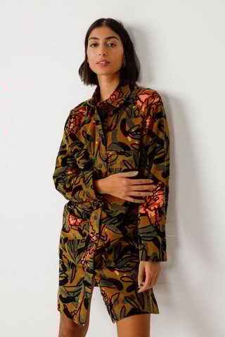 Vestido-camisa em algodão biológico Gaila - Multicor