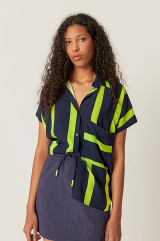 Camisa larga Uma - Preto e verde