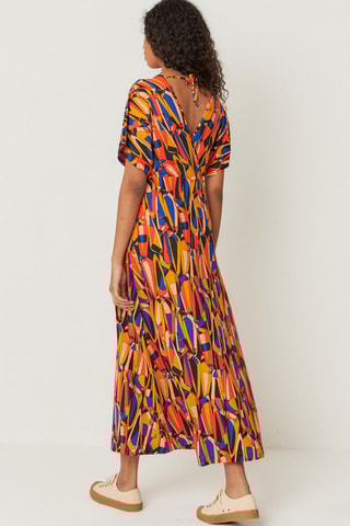 Vestido midi em algodão biológico Leire - Multicor