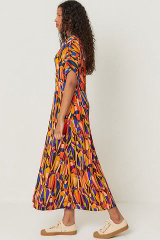 Vestido midi em algodão biológico Leire - Multicor