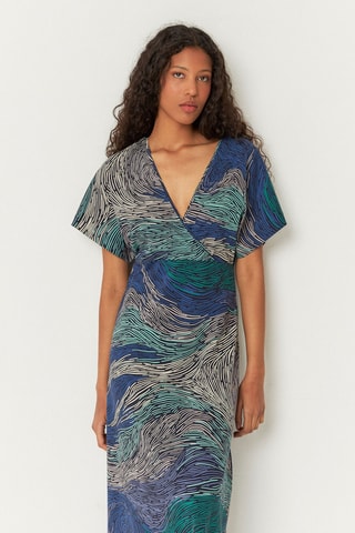 Vestido estilo patinadora em algodão biológico Leire - Multicor