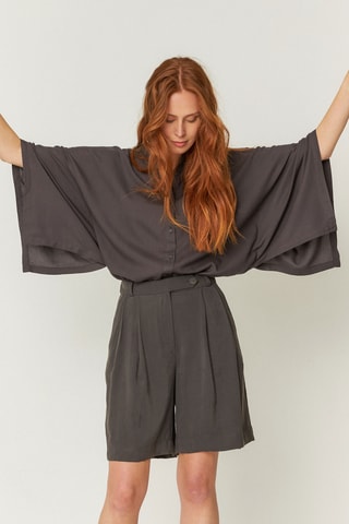 Bermudas de cintura alta Laida - Cinzento