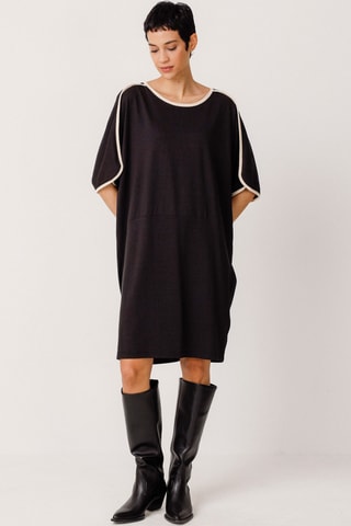 Vestido direito em algodão biológico Geaxi - Preto