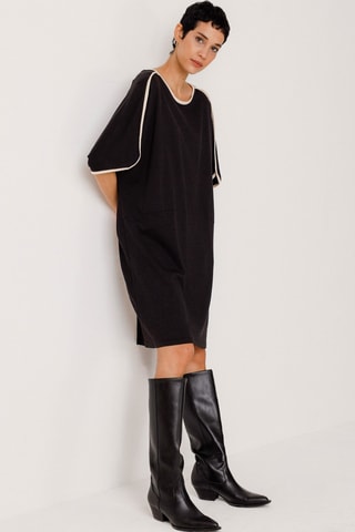 Vestido direito em algodão biológico Geaxi - Preto