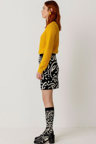 Minissaia em algodão biológico Karia - Preto e branco