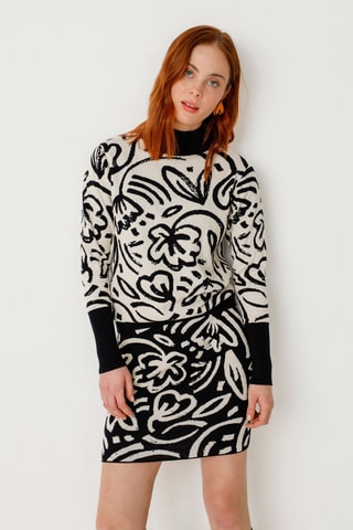 Minissaia em algodão biológico Karia - Preto e branco