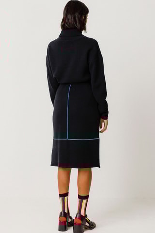 Saia direita em algodão biológico cintura alta Alda - Preto