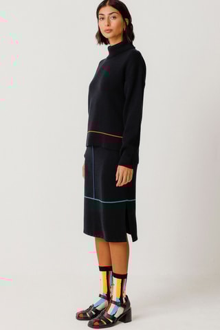 Saia direita em algodão biológico cintura alta Alda - Preto