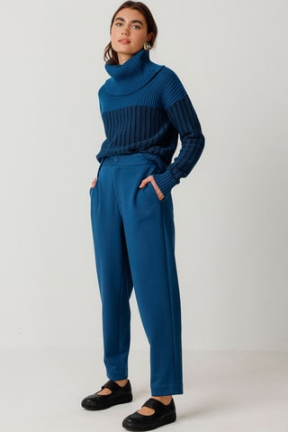 Calças corte cenoura cintura alta Soraia - Azul