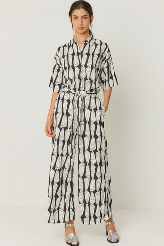 Calças palazzo Dona - Branco e preto