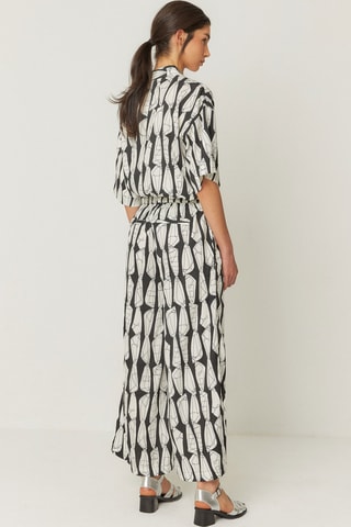 Calças palazzo Dona - Branco e preto