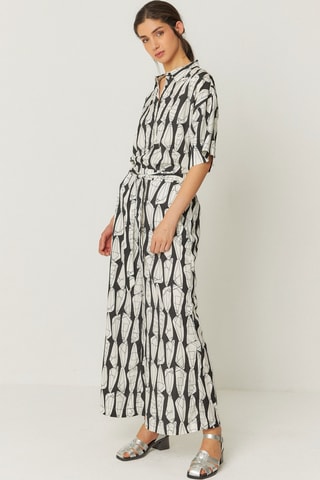 Calças palazzo Dona - Branco e preto