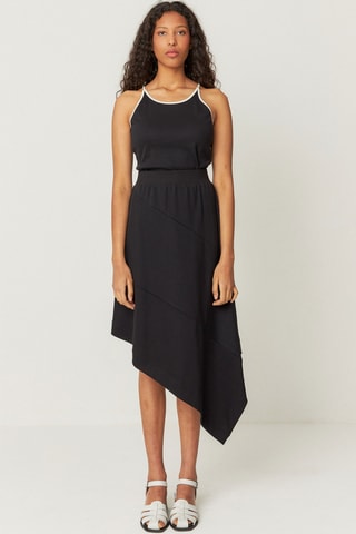 Saia assimétrica cintura alta em algodão biológico Bruna - Preto