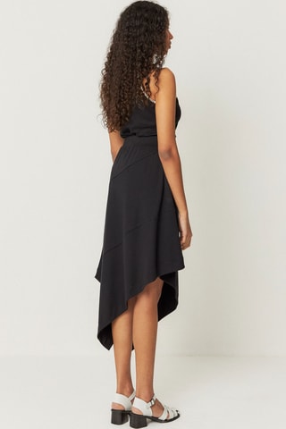 Saia assimétrica cintura alta em algodão biológico Bruna - Preto