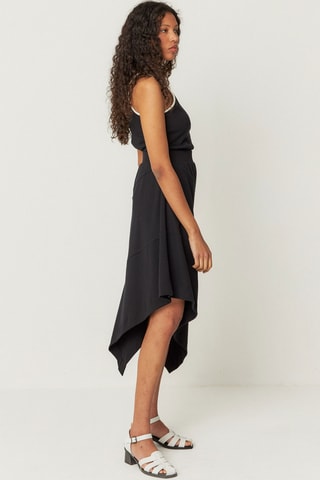 Saia assimétrica cintura alta em algodão biológico Bruna - Preto