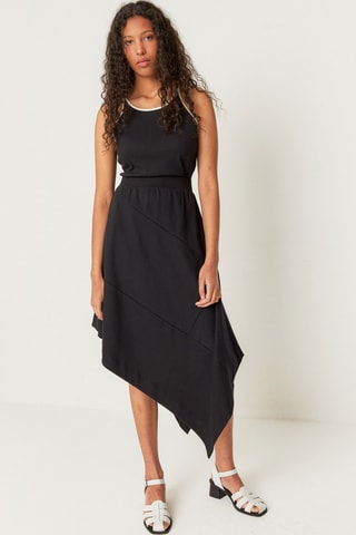 Saia assimétrica cintura alta em algodão biológico Bruna - Preto