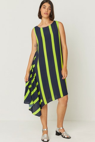 Vestido direito Junkal - Azul-marinho e verde