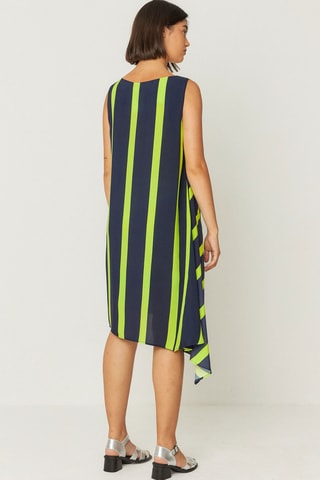 Vestido direito Junkal - Azul-marinho e verde