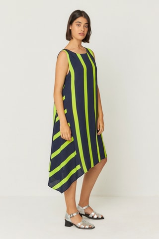 Vestido direito Junkal - Azul-marinho e verde