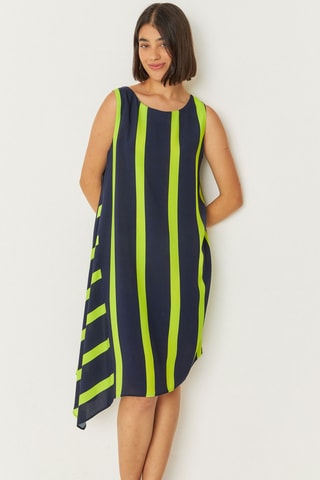 Vestido direito Junkal - Azul-marinho e verde